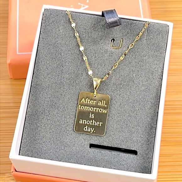 Brand New 14K Gold Plated Sterling Silver Gone With The Wind Necklace - Picture 1 of 16